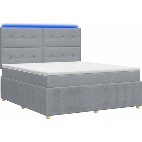 Maison Exclusive - Letto Box Spring LED con Materasso Grigio Chiaro 180 x 200 cm (1/5)