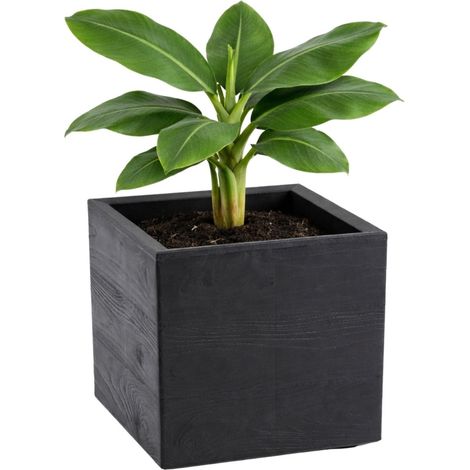 Vaso da fiori Betonique su ruote, in cartone riciclato, nero, 30x30xh30 cm (1/5)