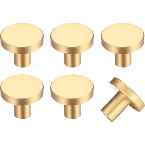 Gold - 6 Stück Schubladenknöpfe, Möbelknöpfe, runde Schrankknöpfe, Schubladenknöpfe aus goldenem Messing, Küchentürgriffe, - 20 25 mm (1/5)