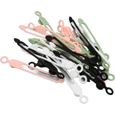 Lot de 24 attaches de câbles en silicone réutilisables, organisez et rangez vos fils colorés, serre-câbles flexibles pour gestion de câbles (1/5)