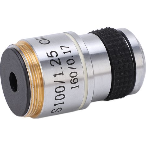 Objectif de microscope achromatique S100/1.25 OIL pour biologie, lentille à fort grossissement haute définition (1/5)