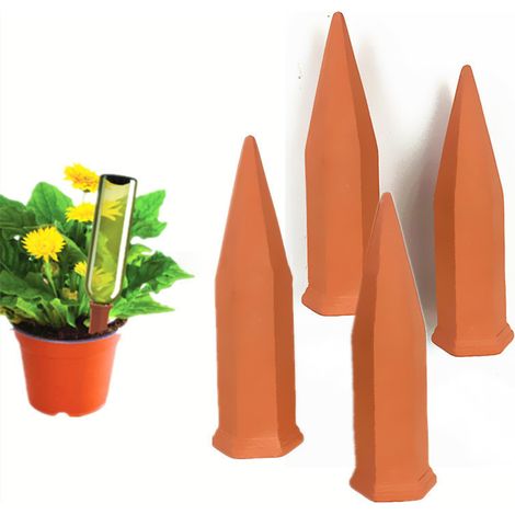 Set di 6 coni per irrigazione in argilla, dispenser d'acqua per piante in argilla, coni per irrigazione per bottiglie di vino e PET, terracotta (1/4)