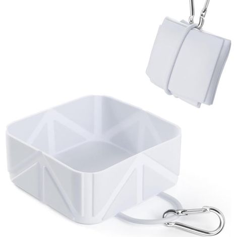 Gamelle pour chien en silicone, portable et pliable – Gamelle de voyage pour nourriture et eau (convient aux deux) avec mousqueton, étanche (pour chiens et chats, gris Qingcheng) (1/5)