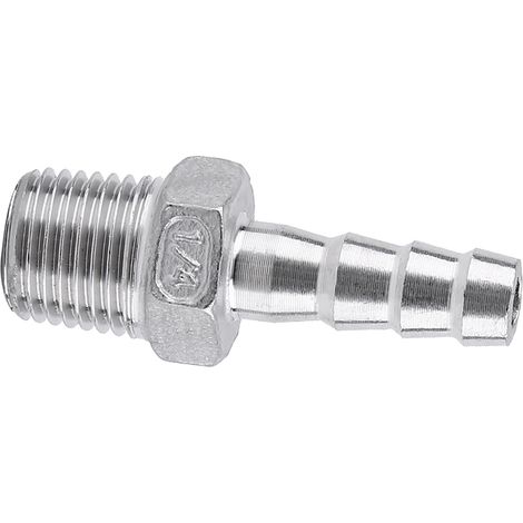 Raccord de tuyau mâle en acier inoxydable durable, connecteur à embout cannelé pour carburant (1/4" x 8 mm) (1/5)