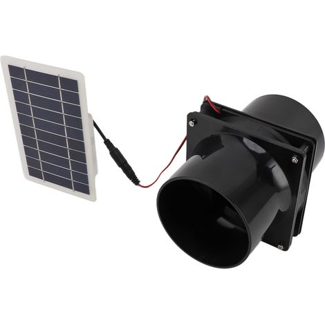 Ventilateur d'extraction solaire 10 W 12 V pour tuyau rond, kit de ventilation avec panneau solaire ABS pour niche, poulailler, camping-car ou serre. (1/5)