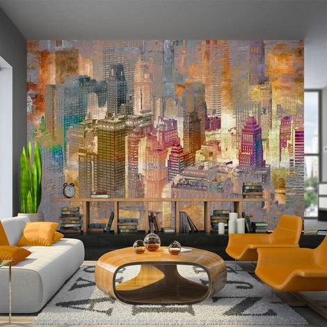 Papier peint ville dans la brume - 150 x 105 cm (1/4)