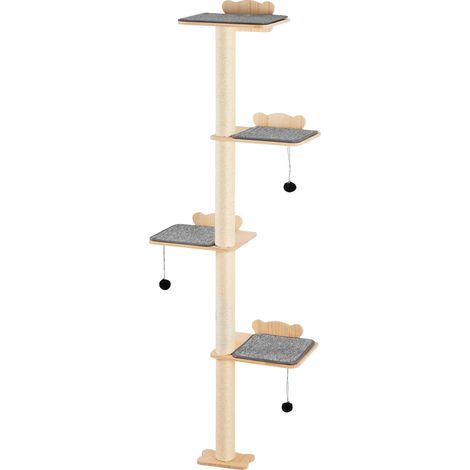 Mophorn 4 Tiers Cat Tree, Cat Wall Furniture Set with 4 Jumping Boards, Wall-Mounted Cat Floating Shelf up to 40 lbs, 12 mm Pine Wood Cat Perch for Sleeping, Playing, and Climbing