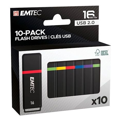 Pack de 10 clés 16 Go USB A 2.0 EMTEC K100 (1/5)