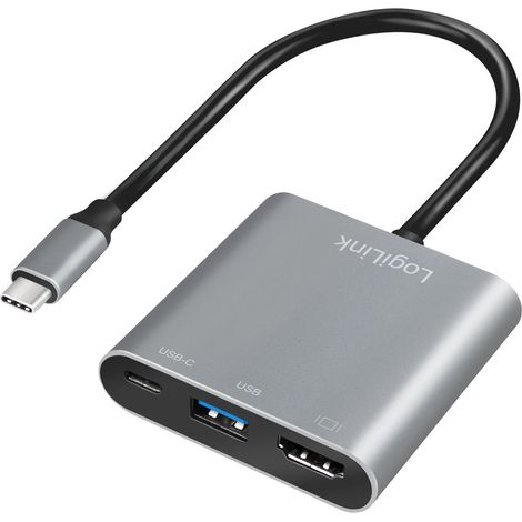 Adattatore da USB-C 3.2 Gen1 LogiLink a HDMI 4K/60Hz 2xUSB PD 5 Gb/s 100W 0,15m (1/5)