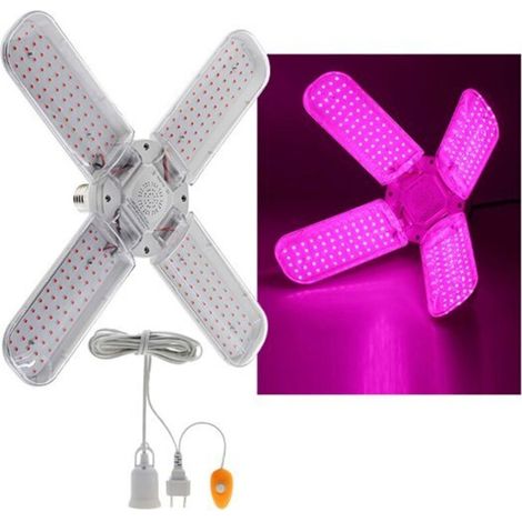 Luci LED pieghevoli a spettro completo per la coltivazione di piante, illuminazione per serre, luci sospese e con clip, 48 W, 4 teste lampada, 240 LED