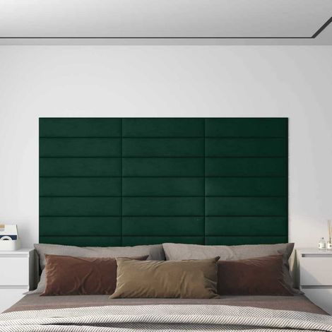 Wandkopfteilen 12 pcs Dunkelgrün 60 x 15 cm Samt