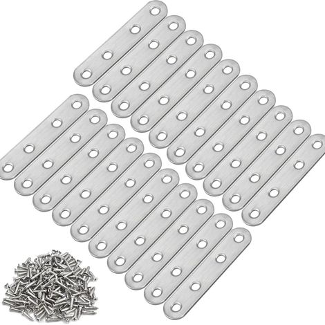 Pattes d'Assemblage Inox Supports d'Angle Plats 76×16mm – Pour Fixation & Réparation 20 pièces 16mm Argent (1/5)