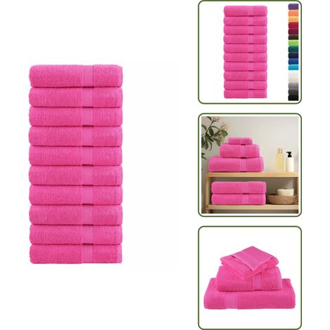 The Living Store Essuie-mains de qualité supérieure SOLUND 10 pcs rose 600 g/m² - Essuie Mains - Serviette Main - Serviettes De Toilette - Coton - Rose