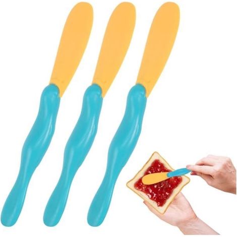 Lot de 3 couteaux à beurre en silicone - Petit couteau de cuisine amusant - Couteau à tartiner de qualité alimentaire pour sauces (1/4)
