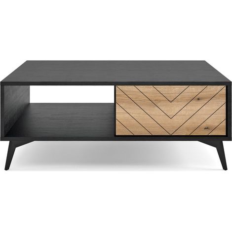 Mesa de centro DIAMOND 104x40x68 cm roble y negro