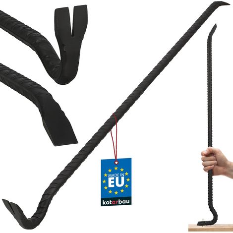 KOTARBAU® Pied de Biche - Arrache Clou Forgé 120 cm - Barre à Mine Double Face - Barre à Mine Nervurée - Acier Thermolaqué - Noir (1/4)