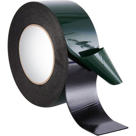Lntyq Ruban mousse adhésif double face noir en rouleau de 10 m (50 mm de large) (1/5)