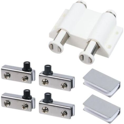 Kaelt - 2 charnières pivotantes en acier inoxydable pour portes en verre, fermeture magnétique double tête, ABS avec kit de fixation pour portes en verre de 3 à 6 mm (couleur argent) (1/4)