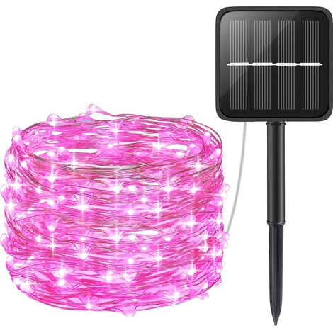 Guirlande lumineuse solaire, mini guirlande de 100 LED en fil de cuivre, guirlande féérique, décoration lumineuse solaire étanche pour intérieur et extérieur, idéale pour les jardins, la maison, la da (1/5)
