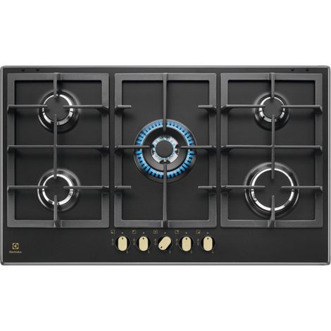 Electrolux KGS9536RN Horno a gas empotrado de 87 cm, color negro, 5 quemadores