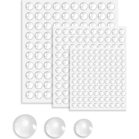 Lot de 300 tampons en caoutchouc autocollants - En silicone transparent - Réduction du bruit et antidérapants - 3 tailles - Pour portes d'armoire, tiroirs, abattant de toilettes (1/5)