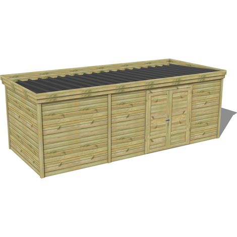 ABRI DE JARDIN bois traité 27mm, 6,9x2,6m, 18m2