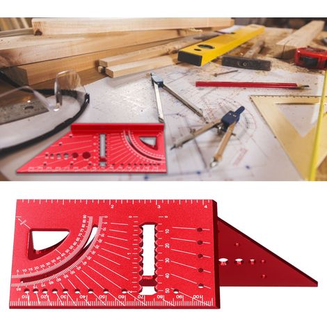 T-förmiger Anreißzirkel für Holzbearbeitung, Multifunktionswinkel, 45°/90°-Lineal aus Aluminiumlegierung, tragbares Führungslineal, Werkzeuge für die Holzbearbeitung (1/5)
