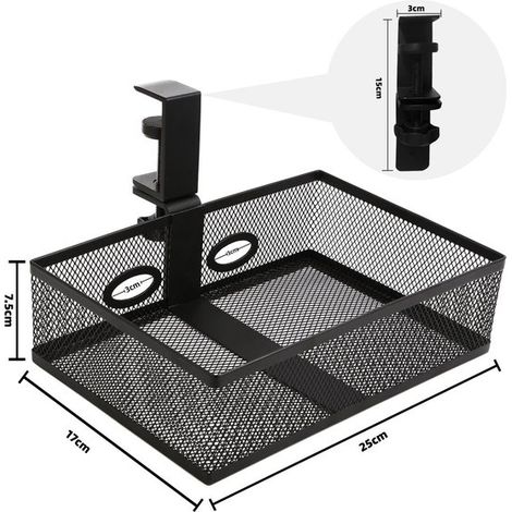 Ynkkvre - Organiseur de bureau rotatif à 360° – Tiroir métallique avec fixation par pince – Installation sans perçage – Gestion des câbles et rangement de bureau (1/5)