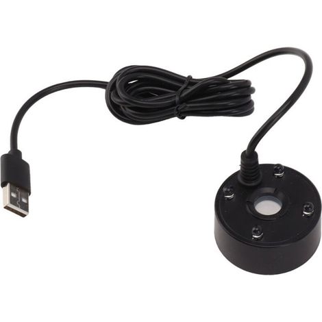 Fontaine brumisatrice USB avec lumières LED colorées 5V et atomiseur à ultrasons pour bassin, rocaille, aquarium et évier (noir) (1/5)