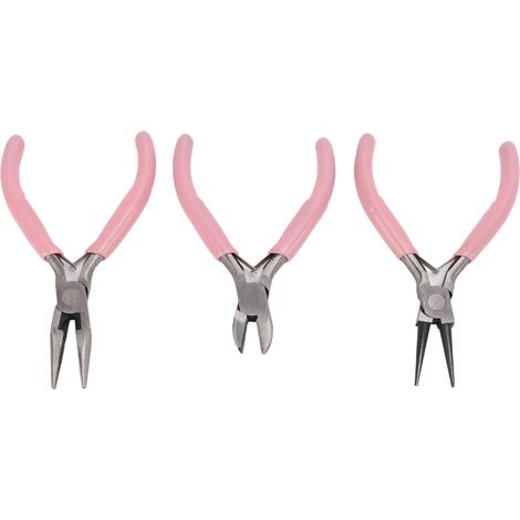 Ensemble de trois pinces à poignée rose, outils et accessoires pour la fabrication de bijoux DIY (1/5)