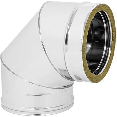 Curva 90 ° Doppia Parete Acciaio INOX AISI 316 130 Esterno Sp. 05 mm EUF