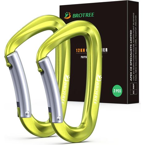 Mousqueton Tactique Mousqueton 8cm Aluminium 12KN (1200 kg) Charge Lourde Forme D pour Hamac, Camping, Randonnée, Extérieur (1/5)