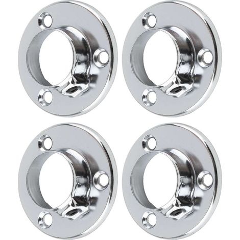 Staffa rotonda da 25 mm con fissaggio a vite per asta per tende – Acciaio cromato – Per armadi e mobili – Fissaggio a vite con 3 fori da 5,2 mm (1/2)