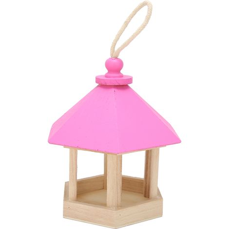 Mangeoire à oiseaux suspendue en bois en forme de maison hexagonale, décoration de jardin