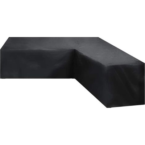 Möbelabdeckung, Gartenmöbelabdeckung, wasserdichte L/V-förmige Ecksofa-Abdeckung, Schutzhülle für Rattan-Gartenmöbel (1559868cm)-210D (Schwarz) (1/5)