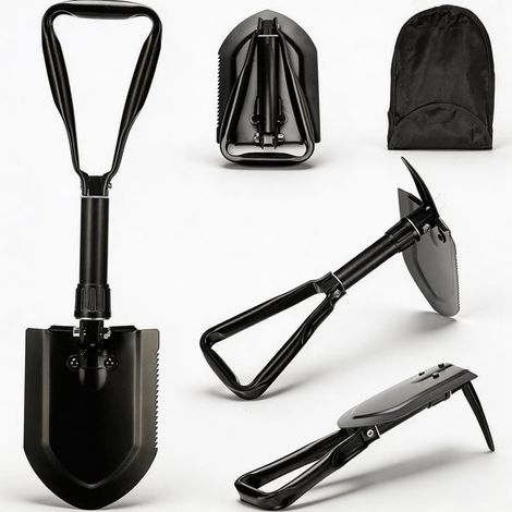 Klappspaten 58 cm Schneeschaufel 50 Extra Robust Hochwertiger Multifunktions-Kohlenstoffstahl-Schaufel Klappbarer Campingspaten für und (1/5)