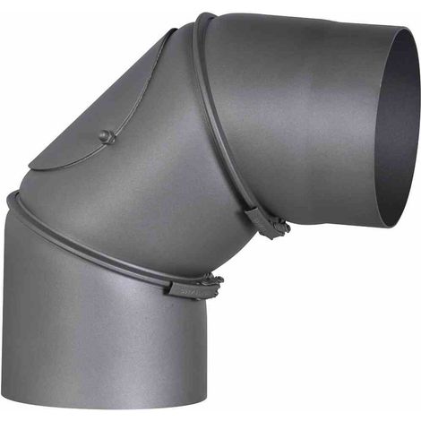FireFix Ofenrohrbogen Ø 150 mm bis 90° dunkelgrau verstellbar mit Tür (1/2)