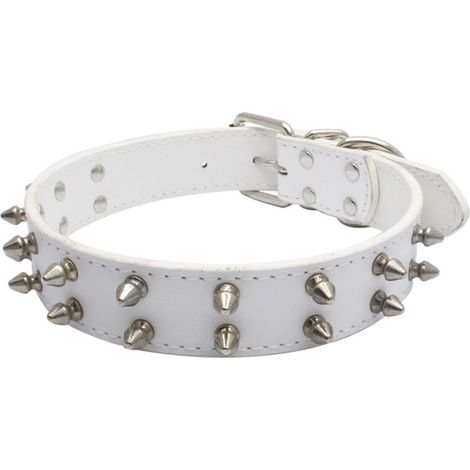 Collier pour chien en cuir à pointes avec balle couineuse, cadeau pour chiens de taille moyenne à grande. (1/4)