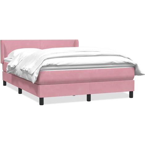 Maison Exclusive - Sommier à lattes de lit avec matelas rose 160x220 cm velours