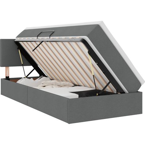 Maison Exclusive - Letto con contenitore LED e materasso Grigio Scuro 90 x 200 cm