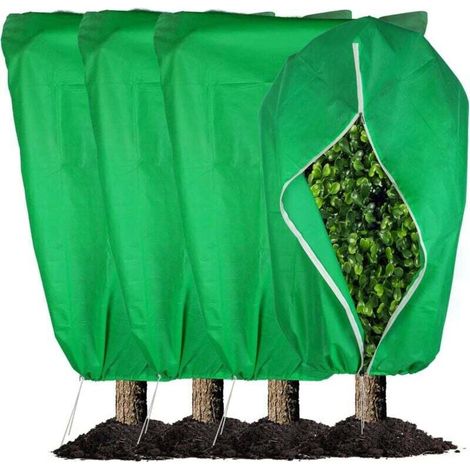 2-Piece Winter Plant Cover 120x180 cm Non-Woven Protective Tarpaulin 80 g/m² with Drawstring and Zipper for Outdoor Garden Plants, Shrubs, Trees (1/4)