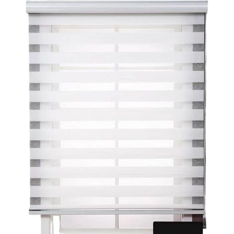 Store Enrouleur Jour Nuit sans Perçage, Tamisant pour Fenêtre ou Porte, 90 x 150 cm Blanc (1/5)