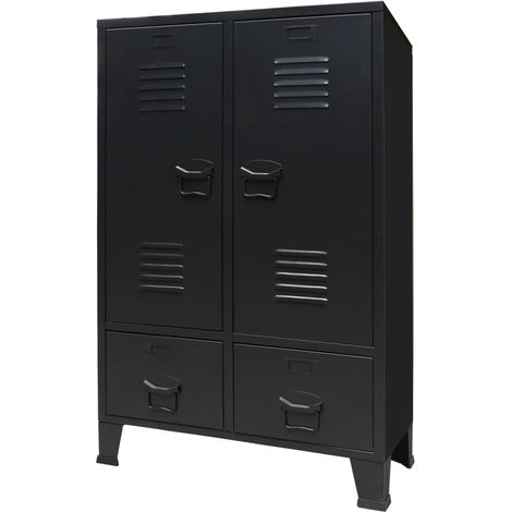 Wardrobe Metal Industrial Style 67x35x107 cm Black vidaXL
