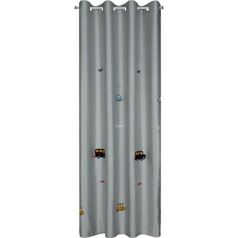 Cortina confeccionada de 140x250 cm, color plata Alvin. (1/5)