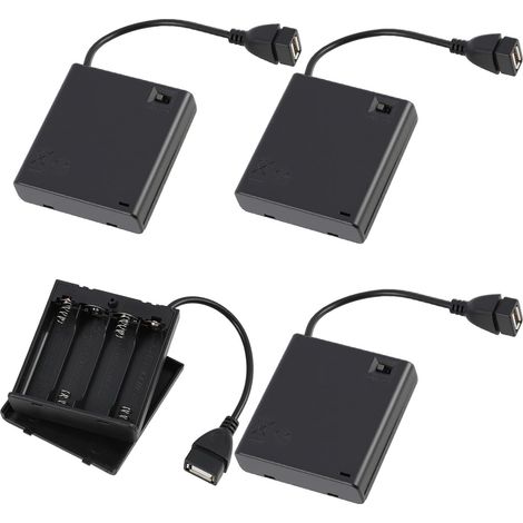 4 Pièces Support Batterie AA 6V, Boitier 4 Piles AA avec USB et Interrupteur, Support Batterie pour Projets Électroniques, Voitures RC, Bandes LED, Jouets, Boîte de Rangement avec Couvercle, Pratique (1/5)