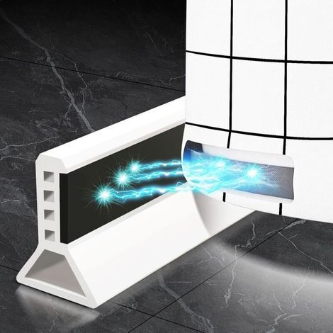 Foldable shower barrier and retention system to dam water and keep water inside the threshold (1M, Magnetic Style - White) (1/5)