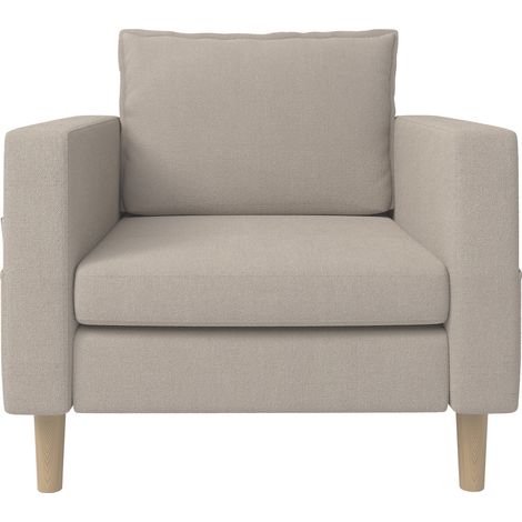Poltrona singola relax in ciniglia con tasca laterale e cuscino imbottito, colore khaki (1/5)