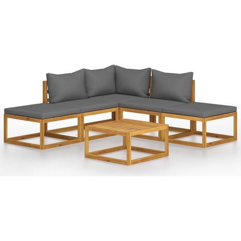 Salon de jardin 6 pcs - Canapé de jardin - Ensembles de Meubles d'exterieur - avec coussins Bois d'acacia solide Chic-707402 (1/5)