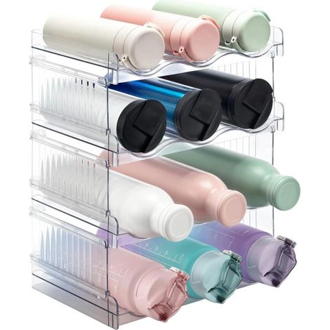 4 Niveaux Porte Bouteilles Empilable - Range-Bouteille pour Frigo Range Bouteille Vin pour Congélateur Placard Cuisine Bouteille Rangement Armoire Cuisine Organisateur pour comptoir (1/5)