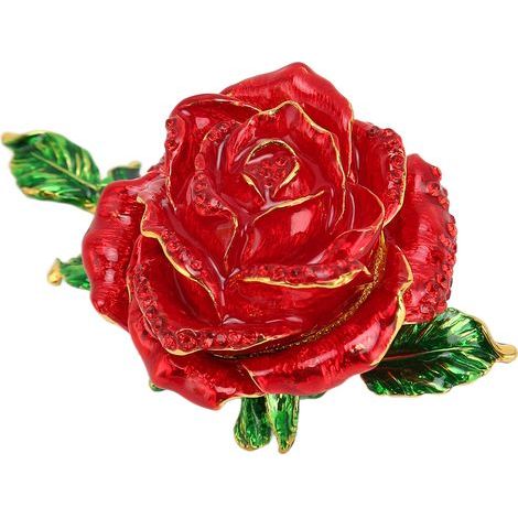 Elegante und funkelnde Schmuckschatulle in Rosenform zur Aufbewahrung von Ringen und als Schreibtischdekoration (1/5)